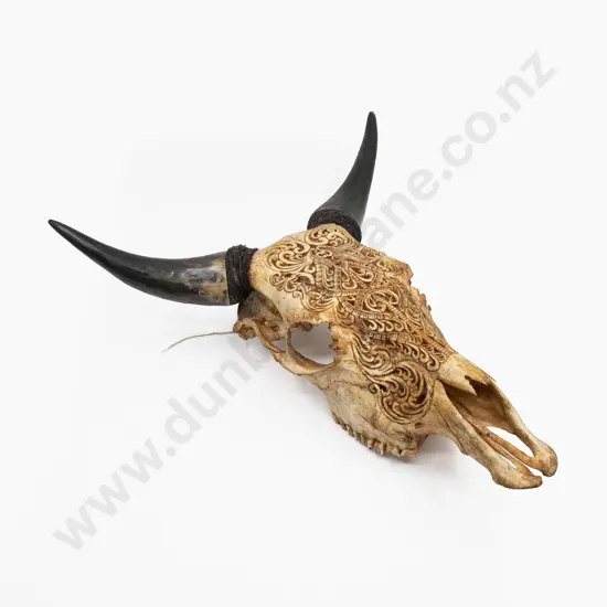 A Balinese Carved Bullock Skull