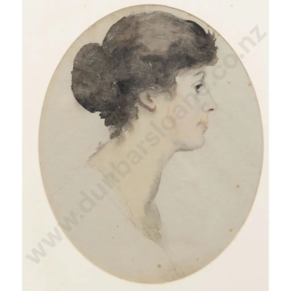 C19th Watercolour Portrait of a Lady in Profile Image 1++