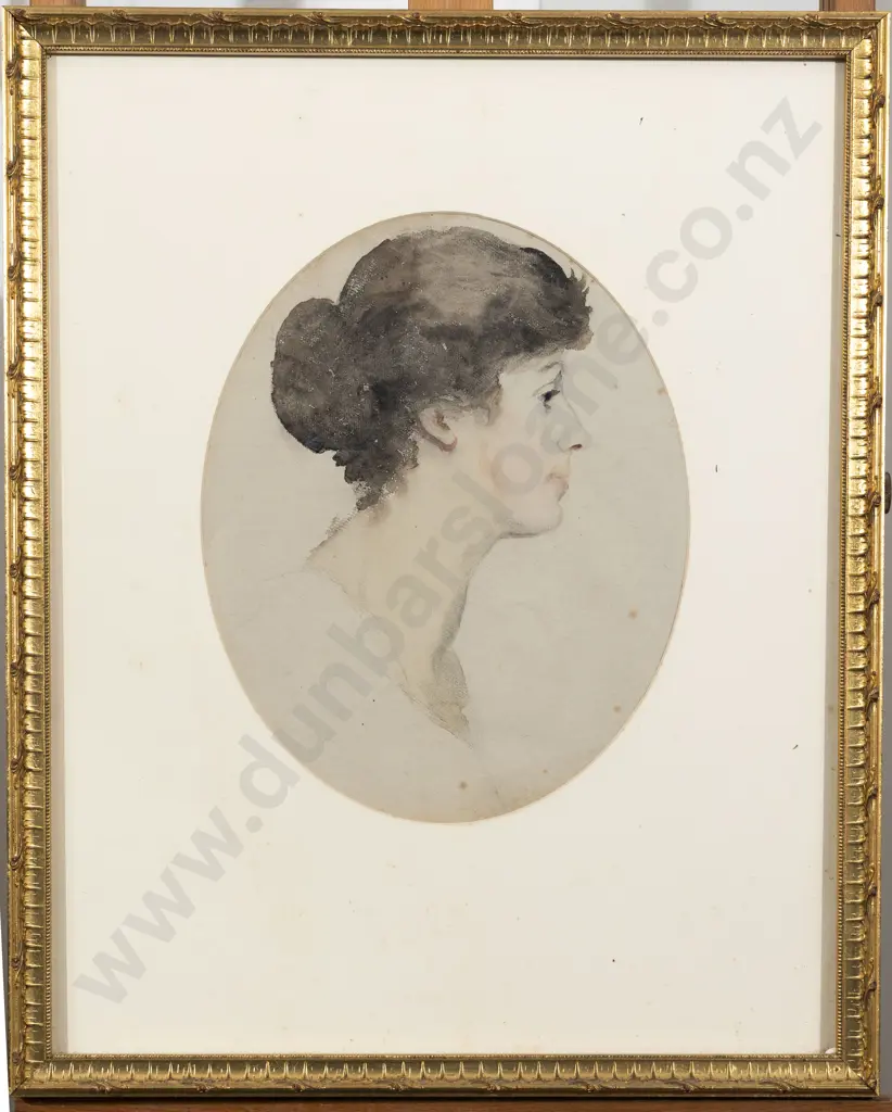C19th Watercolour Portrait of a Lady in Profile Image 1++