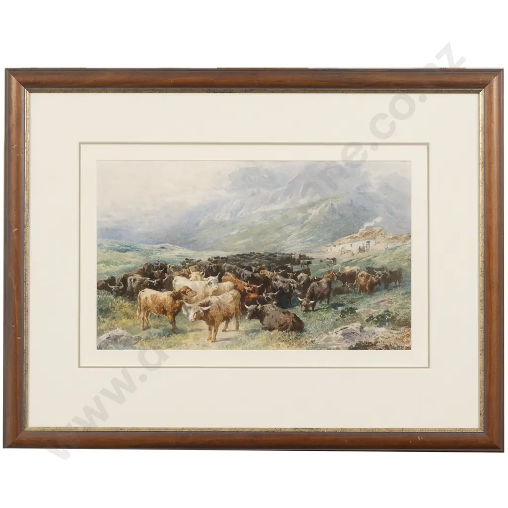 Attrib Louis Bosworth Hurt - Scottish West Coast Landscape With Highland Cattle Image 1++