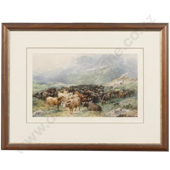 Attrib Louis Bosworth Hurt - Scottish West Coast Landscape With Highland Cattle