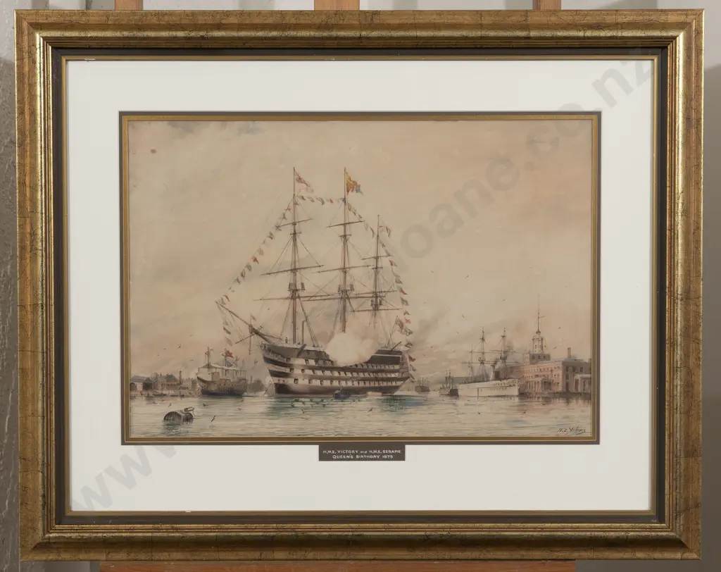 William Edward Atkins (English 1842 - 1910) - H.M.S.Victory and H.M.S. Serapie Image 1++