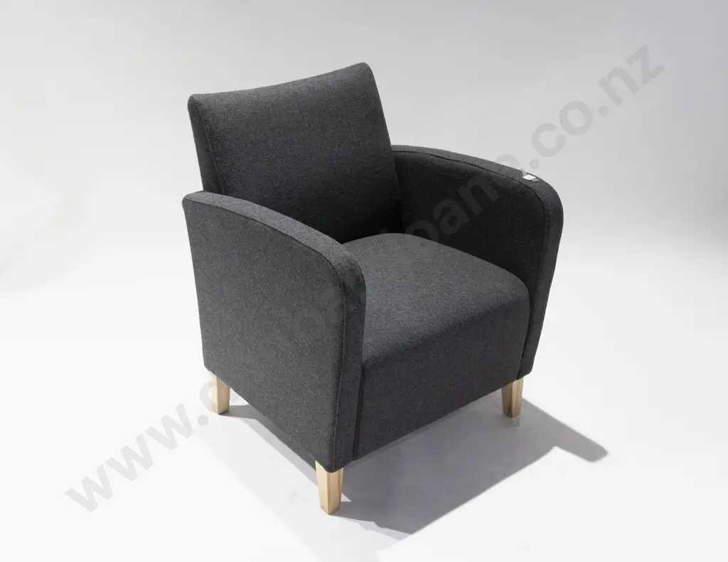 KMS NZ Made Milford Charcoal Grey Wool Lounge Chair Image 1++