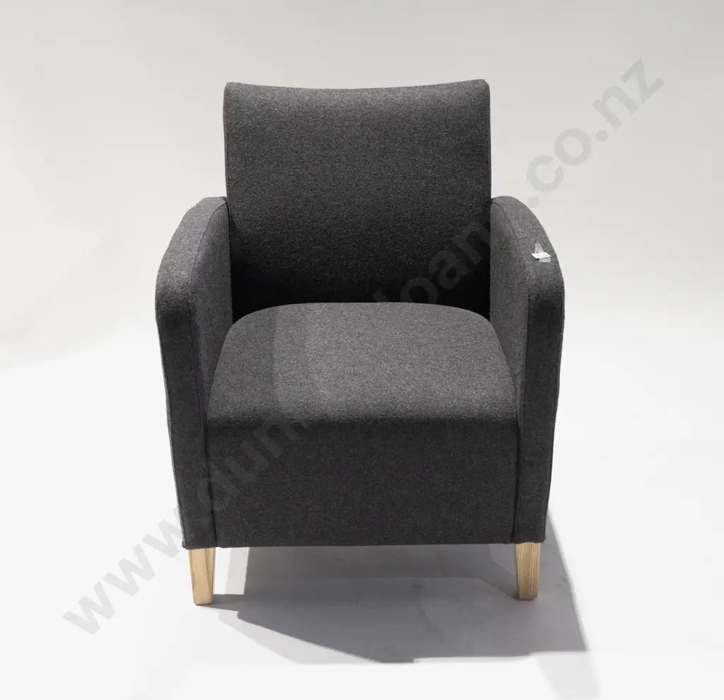 KMS NZ Made Milford Charcoal Grey Wool Lounge Chair Image 1++