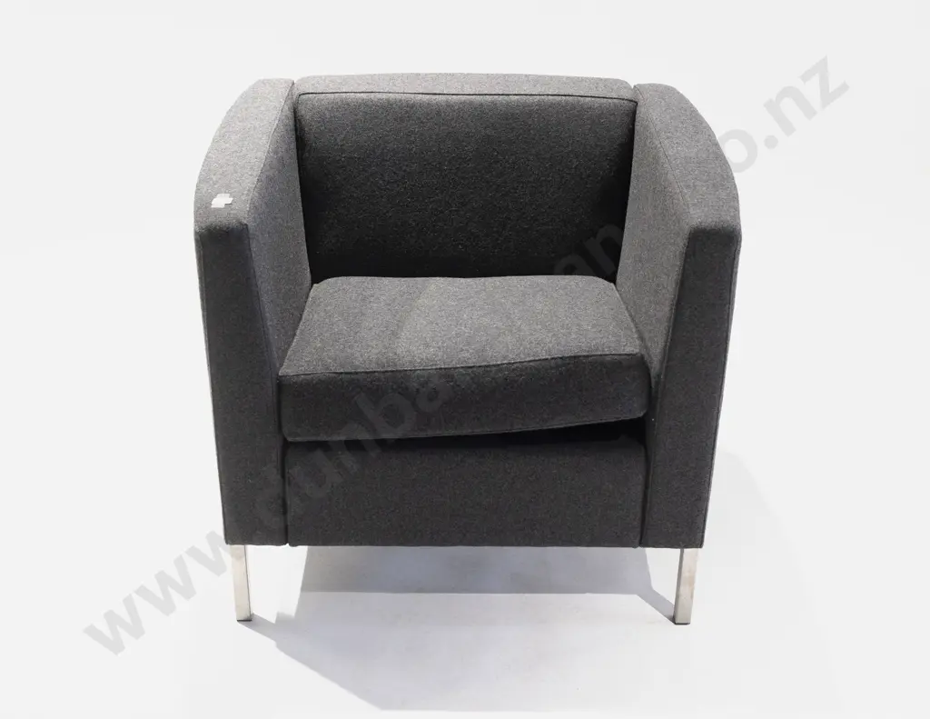 KMS NZ Made Thompson Charcoal Grey Wool Lounge Chair Image 1++