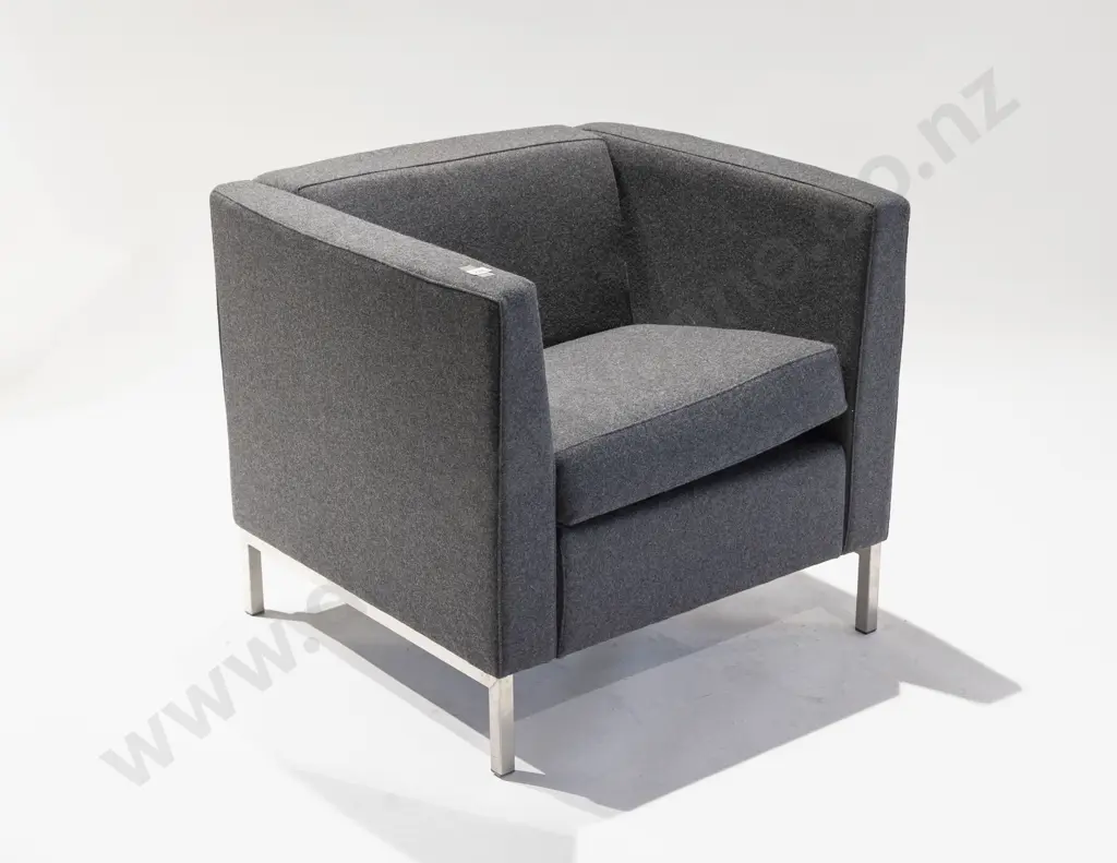 KMS NZ Made Thompson Charcoal Grey Wool Lounge Chair Image 1++