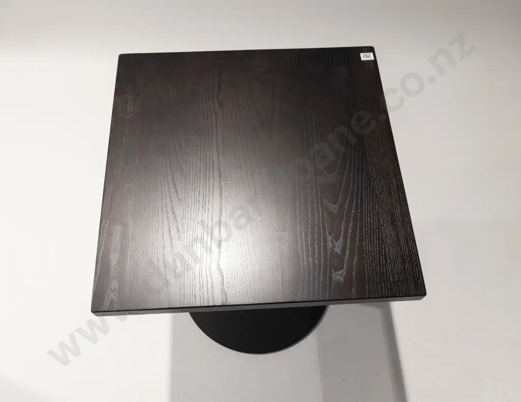 KMS Spin Dark Oak Square Top Metal Based Cafe Table Image 1++