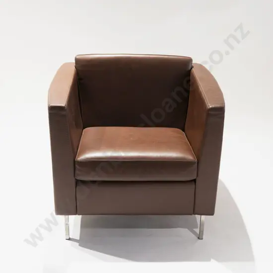 KMS NZ Made Thompson Brown Leather Lounge Chair