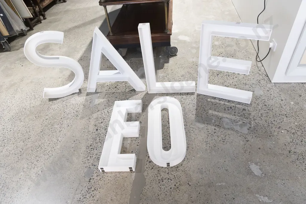 Seven White Painted Wooden Letters Image 1++