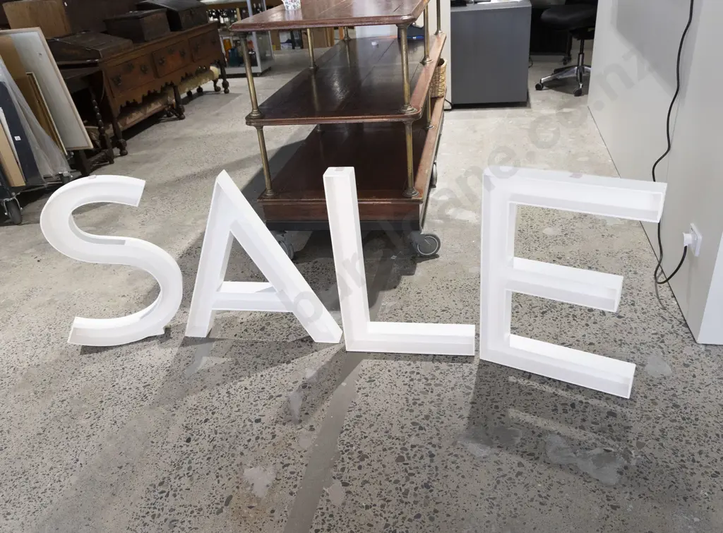 Seven White Painted Wooden Letters Image 1++