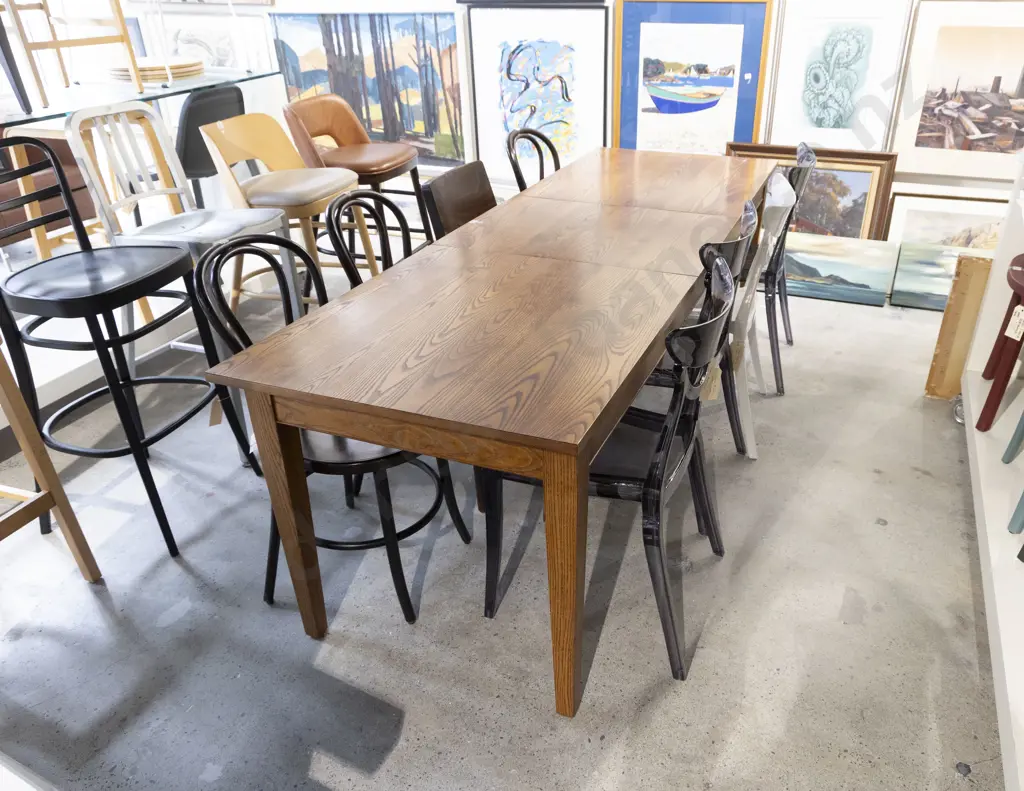 KMS NZ Made Rectangular Oak Dairy Extension Dining Table Image 1++