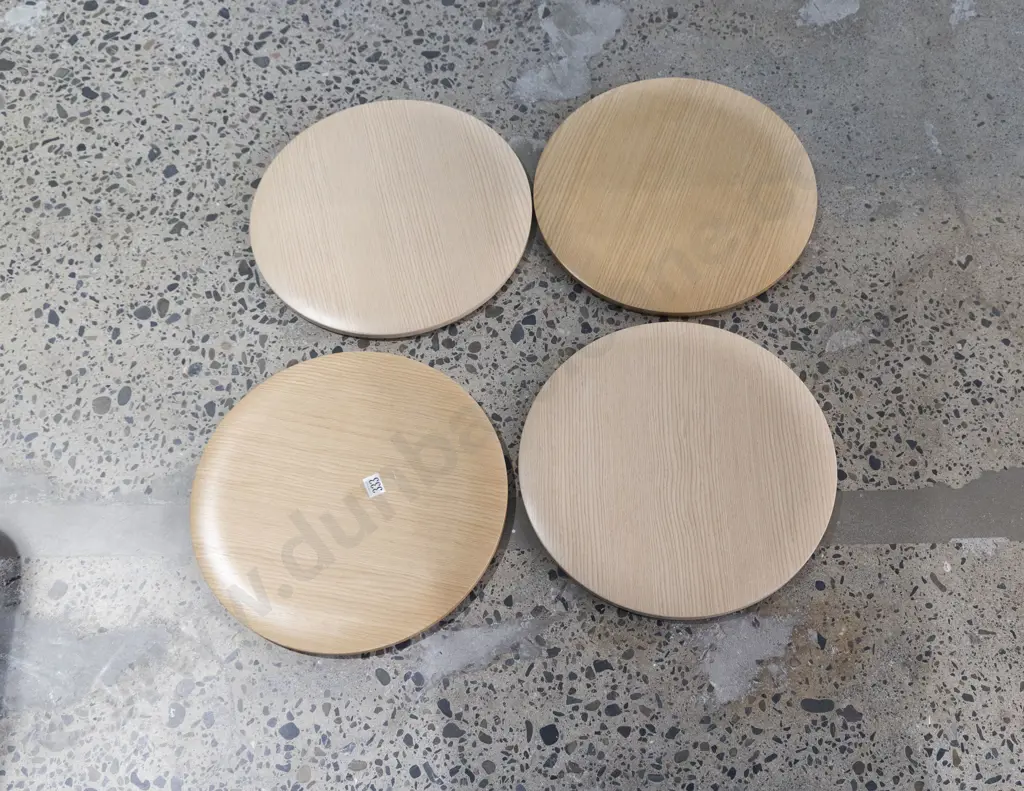 Four Circular Wooden Stool Tops & Small Group of Furniture Reference Books Image 1++