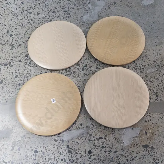 Four Circular Wooden Stool Tops & Small Group of Furniture Reference Books