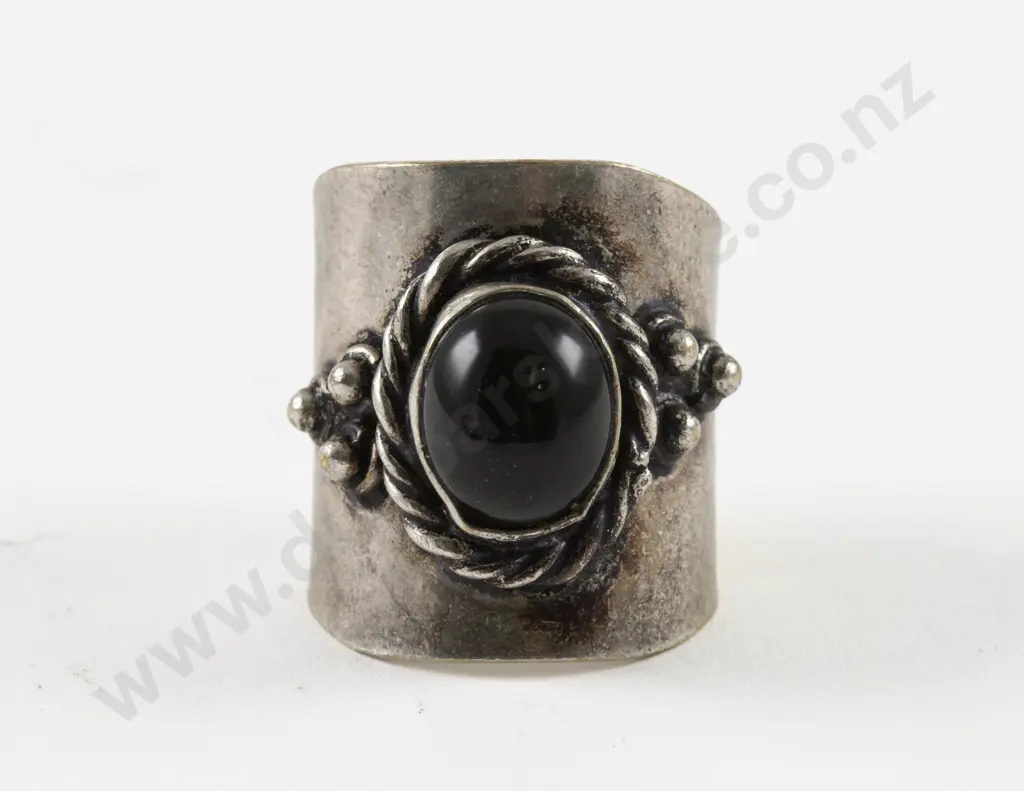 .925 Silver Gilt Single Stone Large Band Ring Image 1++
