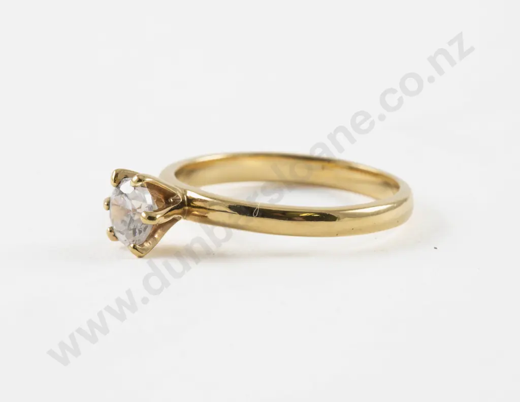 18ct Gold Plated Single Clear Crystal Ring Image 1++