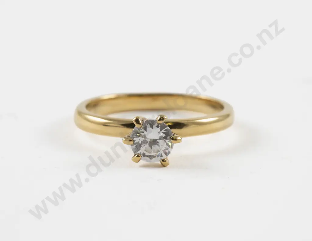 18ct Gold Plated Single Clear Crystal Ring Image 1++