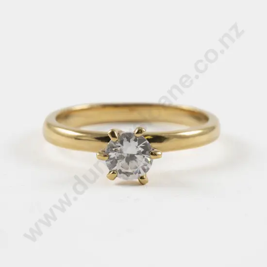 18ct Gold Plated Single Clear Crystal Ring