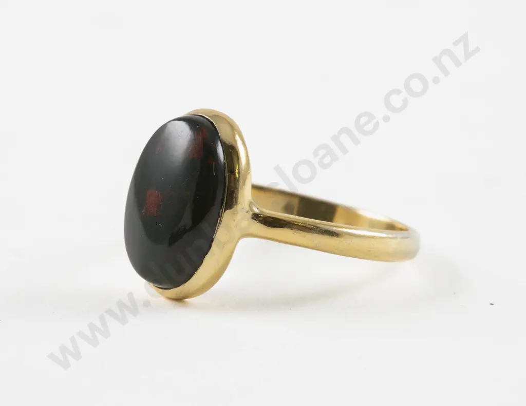 .925 Silver Gilt Single Bloodstone Ring Image 1++