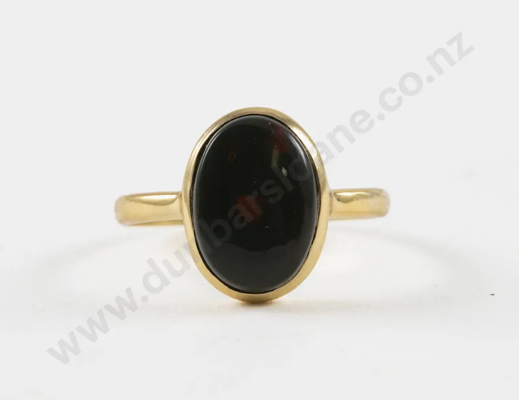 .925 Silver Gilt Single Bloodstone Ring Image 1++