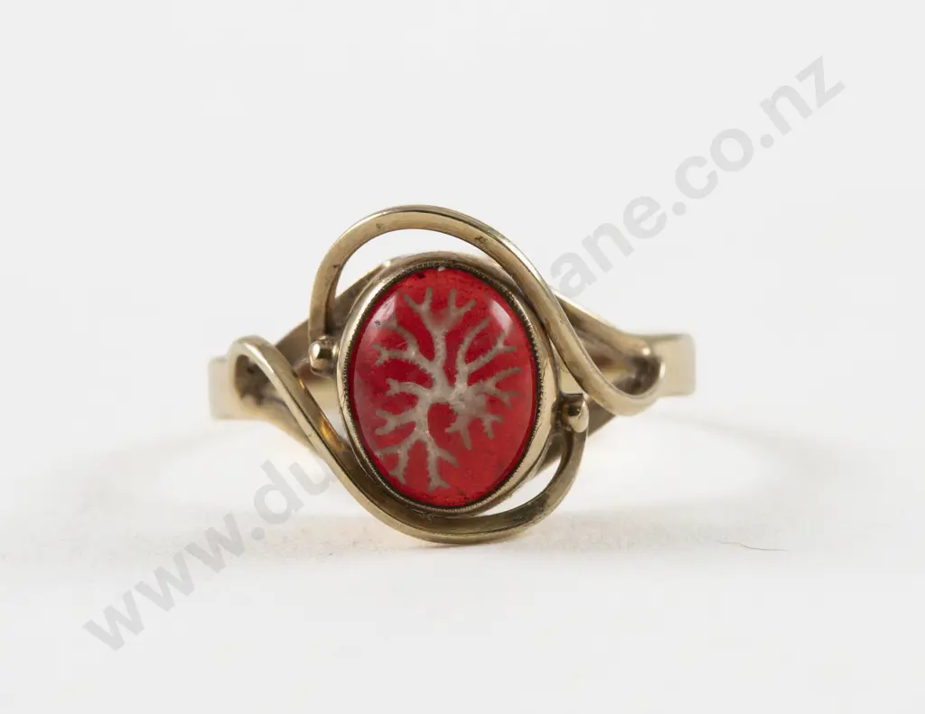 9ct Single Stone Carnelian Ring Image 1++