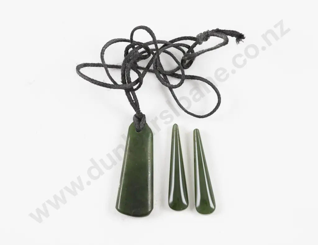 NZ Greenstone Pendant with Two Others Image 1++