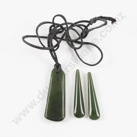 NZ Greenstone Pendant with Two Others
