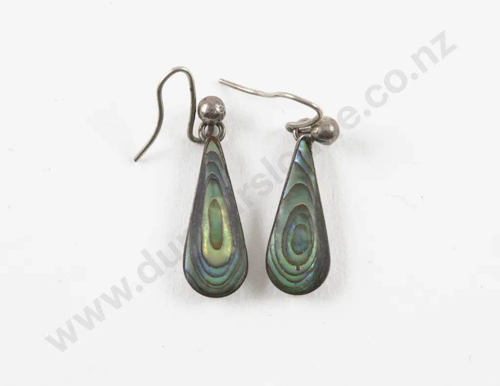 Pair S/S NZ Paua Pendant Drop Earrings Image 1++
