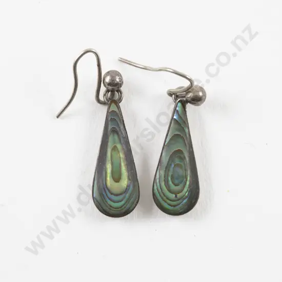 Pair S/S NZ Paua Pendant Drop Earrings