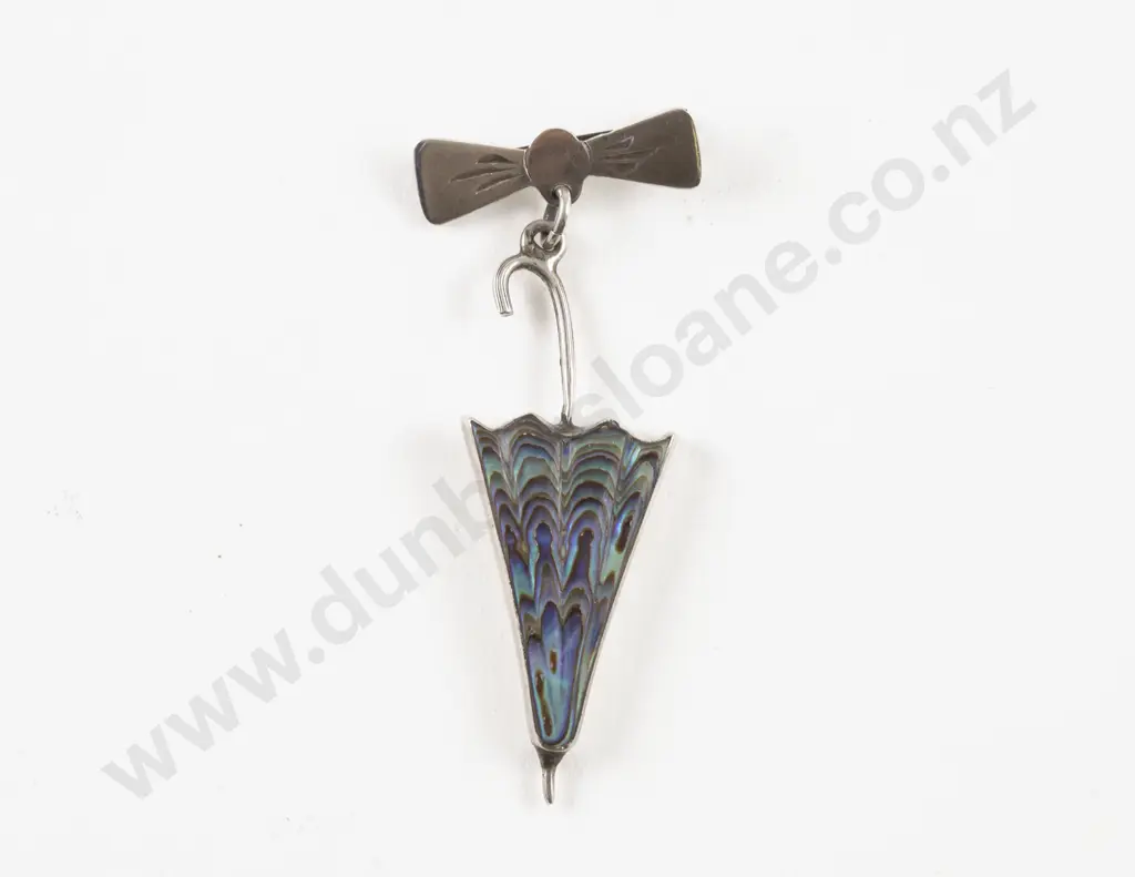 S/S and NZ Paua Umbrella Brooch Image 1++