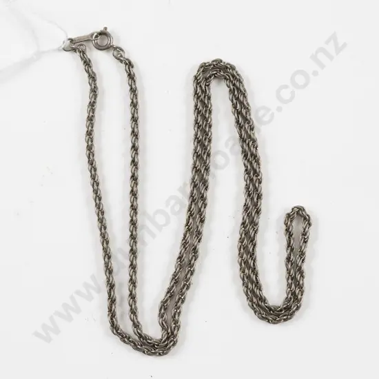 18ct White Gold Plated Fancy Link Neck Chain