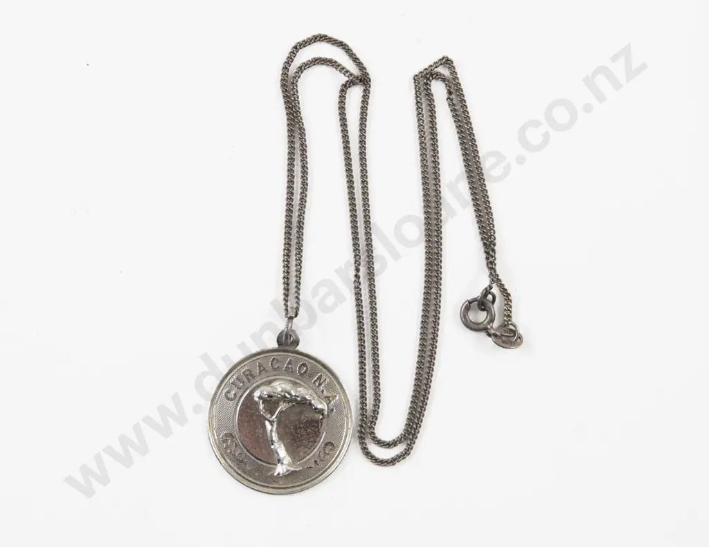 S/S Curacao Souvenir Pendant on .835 Silver Neck Chain Image 1++
