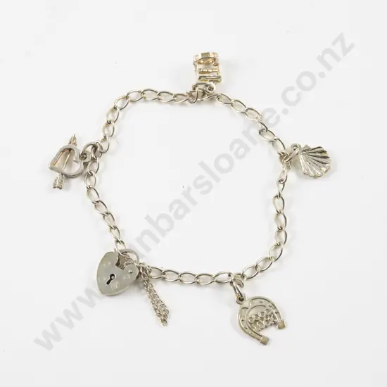 9ct Lined Fancy Link Charm Bracelet