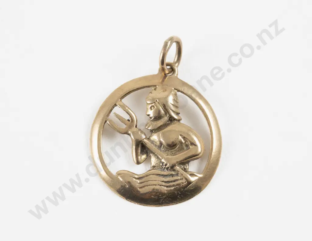 9ct Aquarius Zodiac Sign Pendant Image 1++