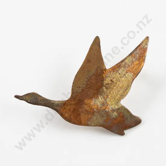 Vintage Oxidised Cooper Flying Duck Brooch