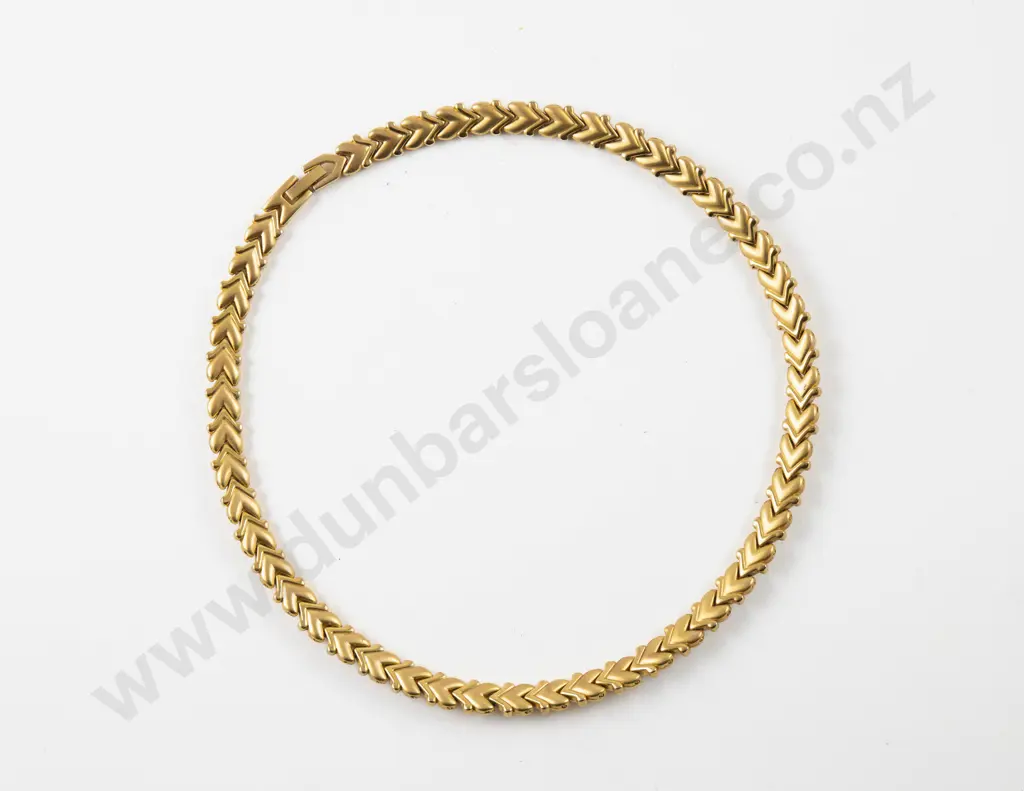 Vintage Gold Plated Flat Fancy Link Neck Chain Image 1++