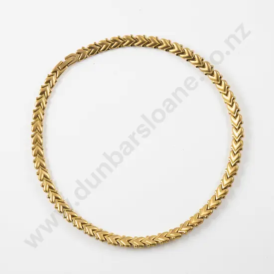 Vintage Gold Plated Flat Fancy Link Neck Chain