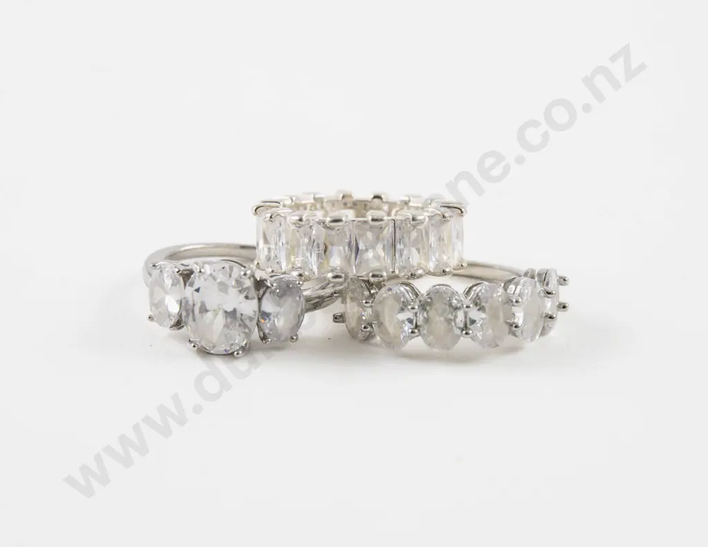 Three Crystal Set Gemstone Rings Image 1++