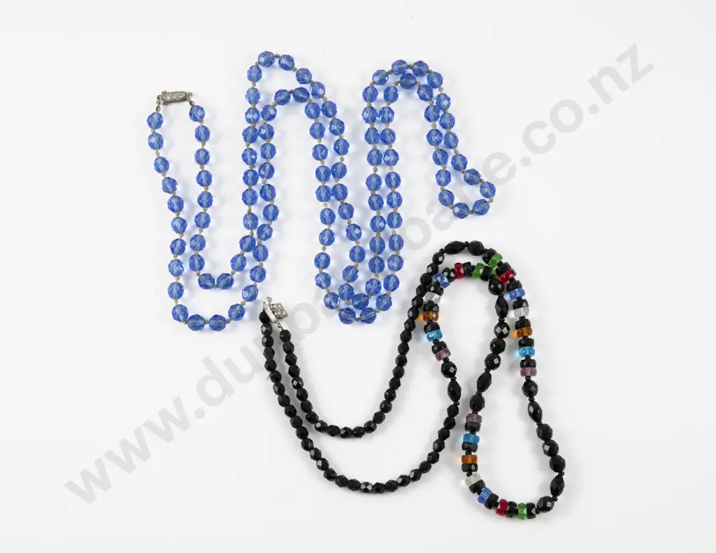 Two Vintage Single Strand Crystal Bead Necklaces Image 1++
