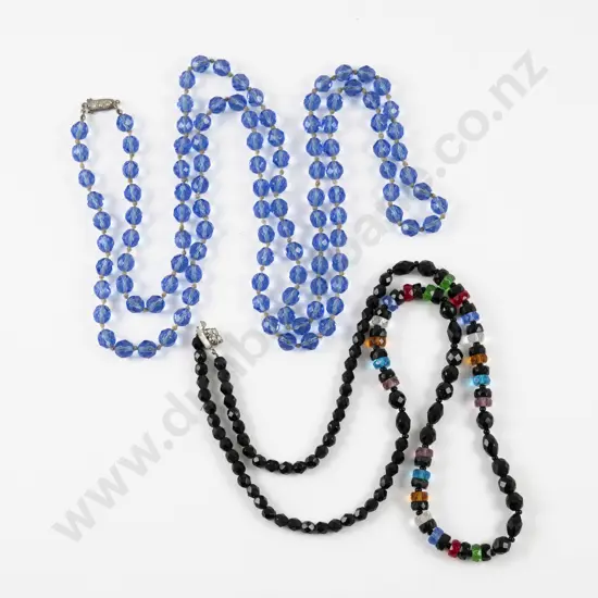 Two Vintage Single Strand Crystal Bead Necklaces