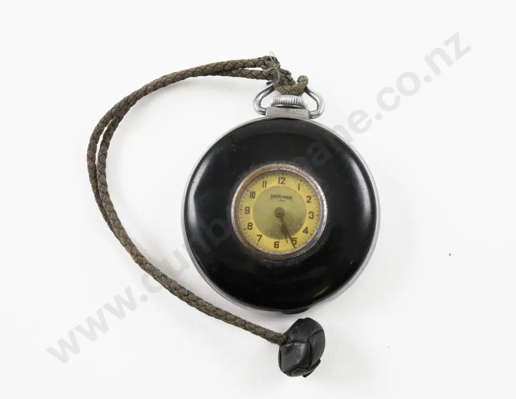 Vintage 'Ingraham U.S.A' Enamel Mechanical Pocket Watch Image 1++