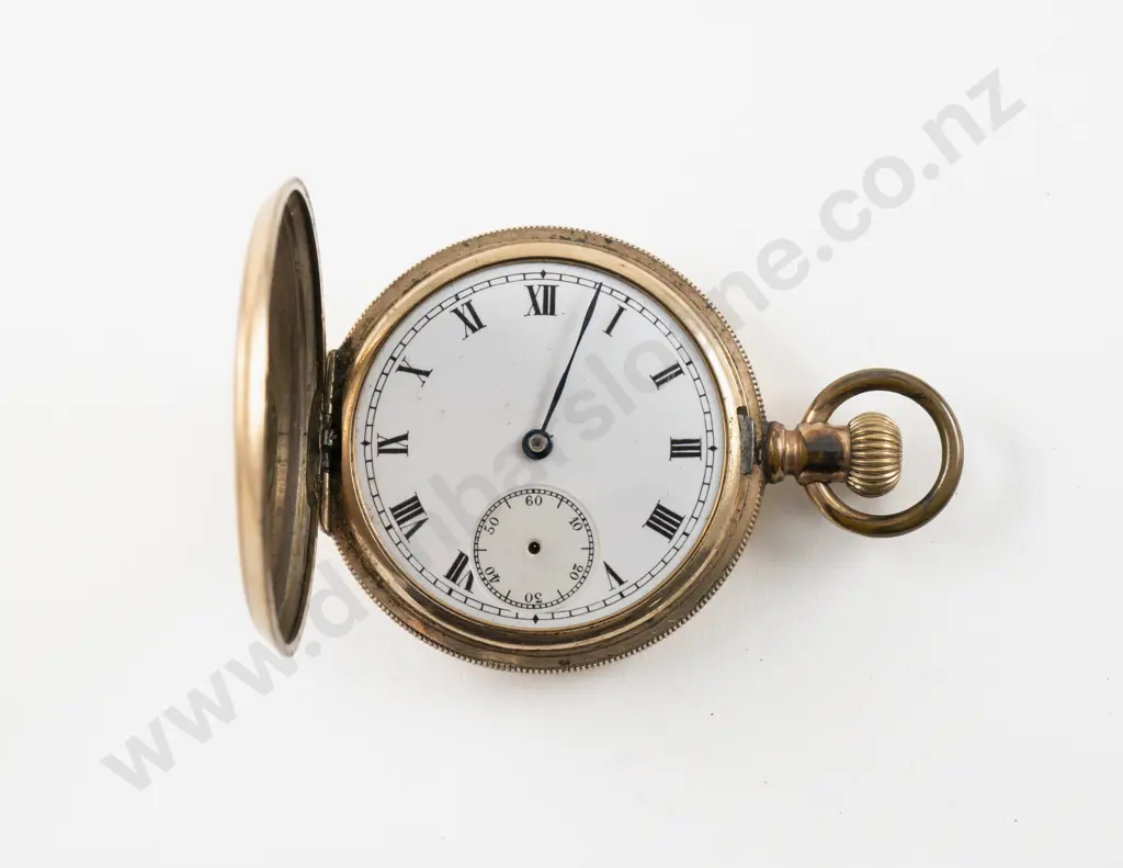 Gold Plated Hunter Case Lever Wind Pocket Watch Image 1++