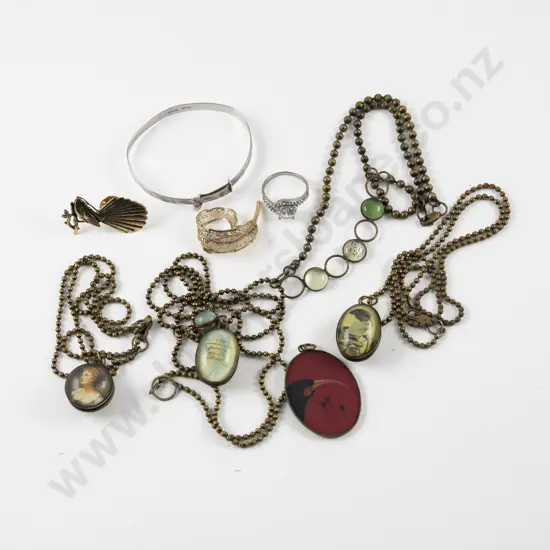 S/S Engraved Bangle with Collection of Assorted Costume Jewellery