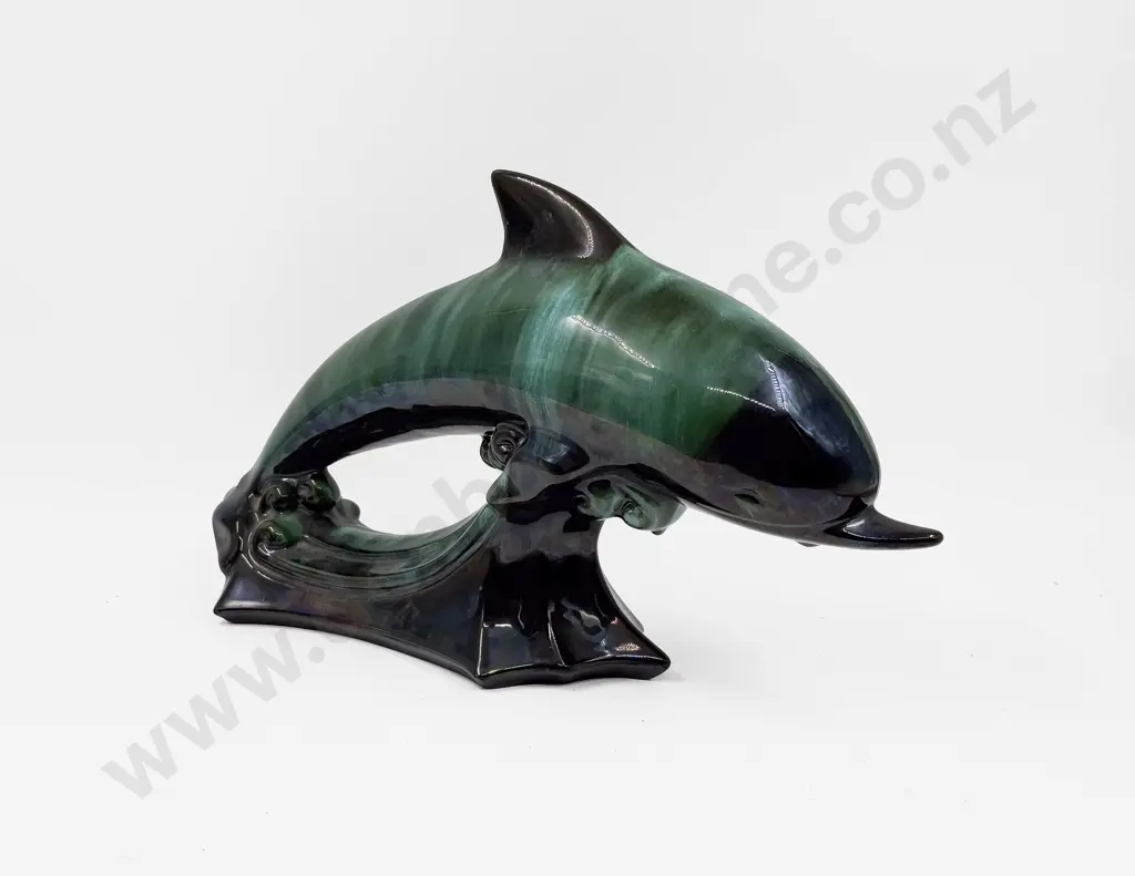 Large Blue Mountain Pottery Dolphin Figurine Image 1++