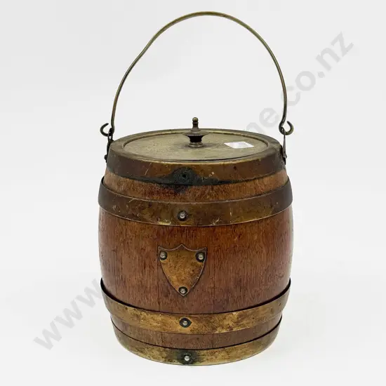 Vintage Oak Biscuit Barrel