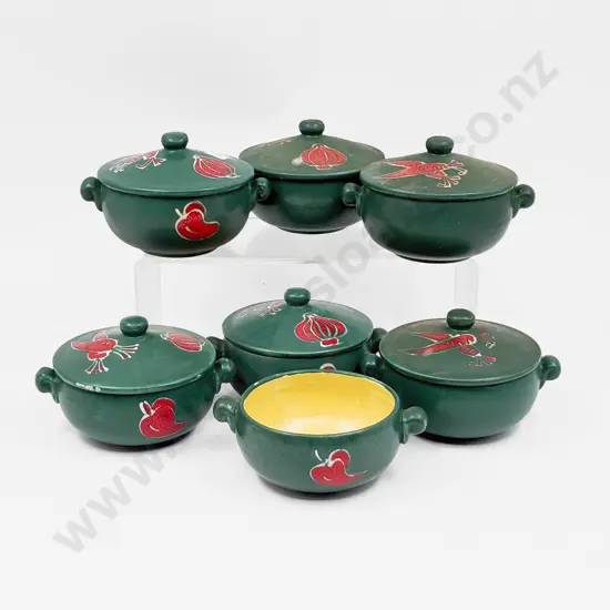 Qty of Vintage Japanese Ovenproof Lidded Soup Cups