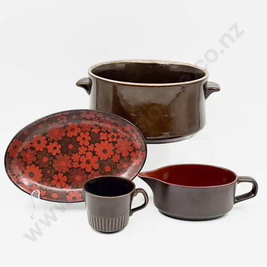 Crown Lynn "Echo" Pattern Gravy Boat together with Assorted Stoneware