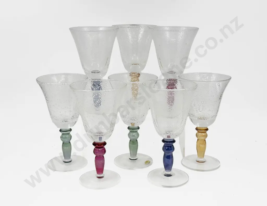 Eight Italian Art Glass Goblets Image 1++