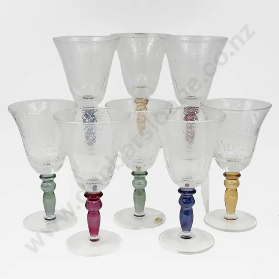 Eight Italian Art Glass Goblets