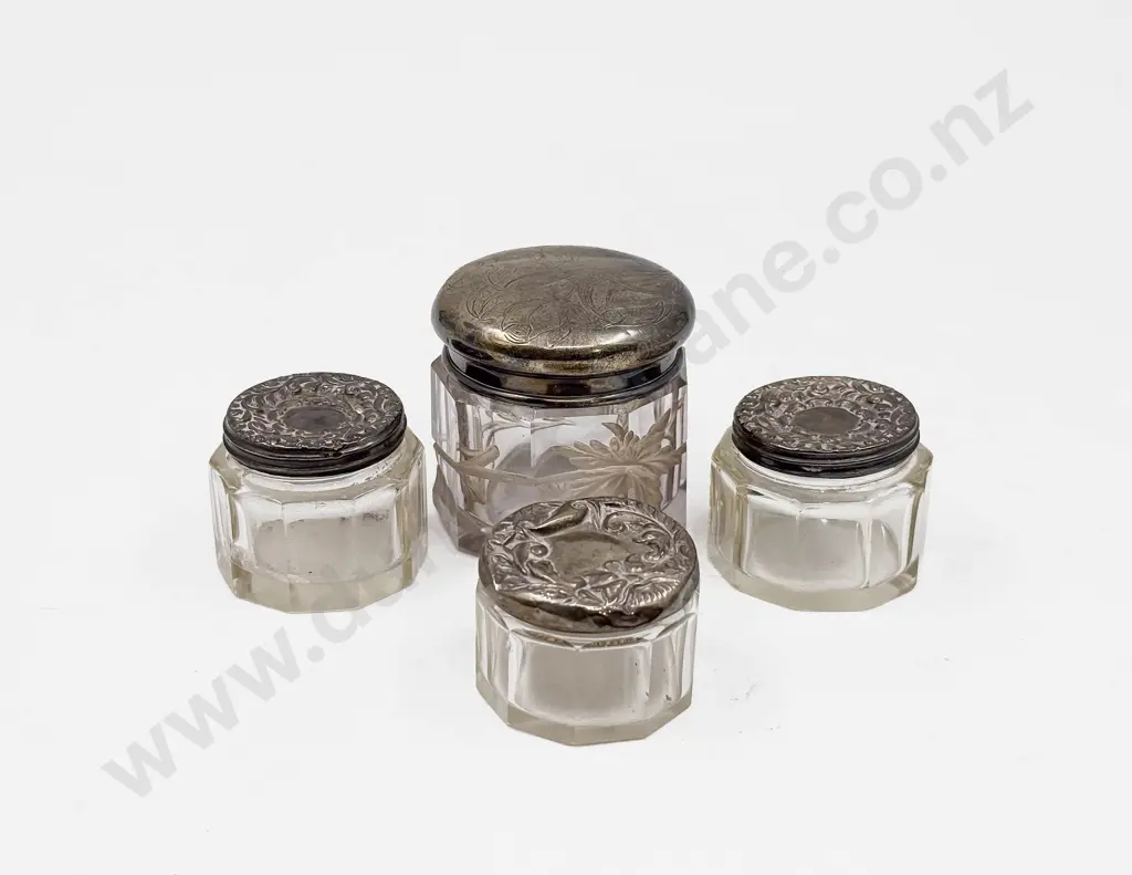 Four Assorted S/S Topped Vanity Jars Image 1++