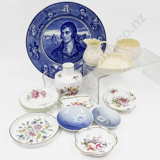 A Qty of Assorted Fancy China incl Belleek RCD & Royal Copenhagen on RD Plate